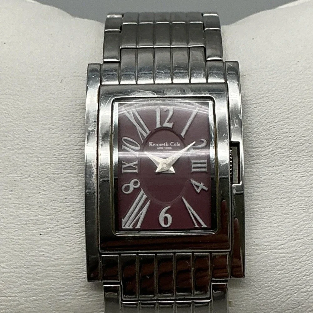 Kenneth Cole KC4453 Womens Watch 23mm Red Dial Stainless New Battery 5.75